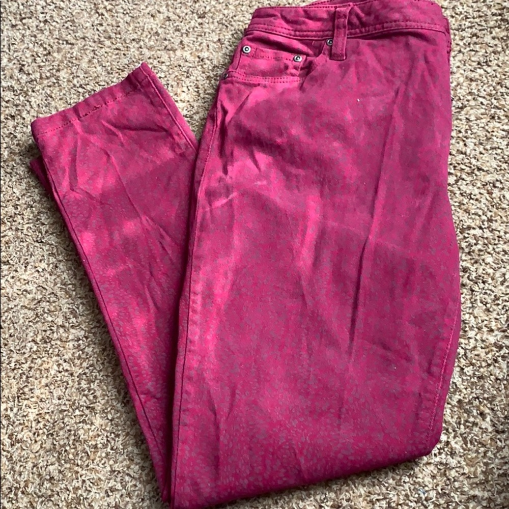 Maroon cheetah print pants